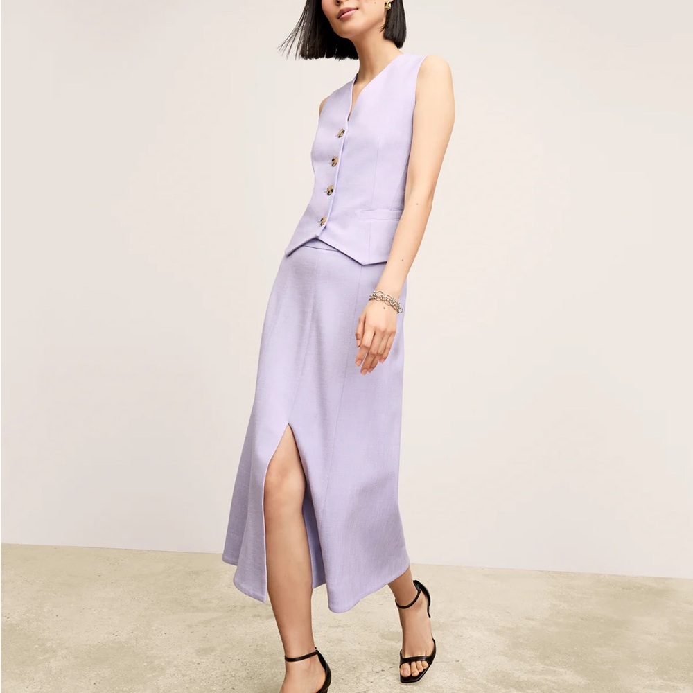 MM Lafleur Lavender A-Line Midi Skirt with Slit (size 10)